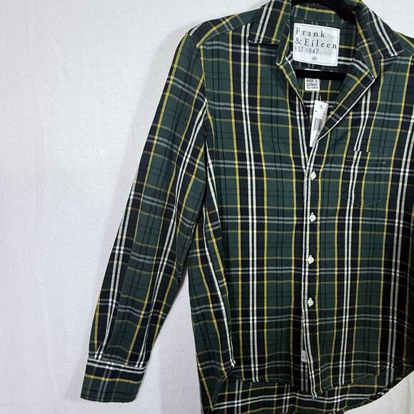 NEW Frank & Eileen Green Plaid EILEEN Flannel Button Up Top Shirt Size XS Preppy - Picture 6 of 12